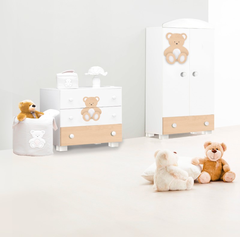 Bílo-přírodní dětská komoda Italbaby Peluche Natural do kompletního pokojíčku